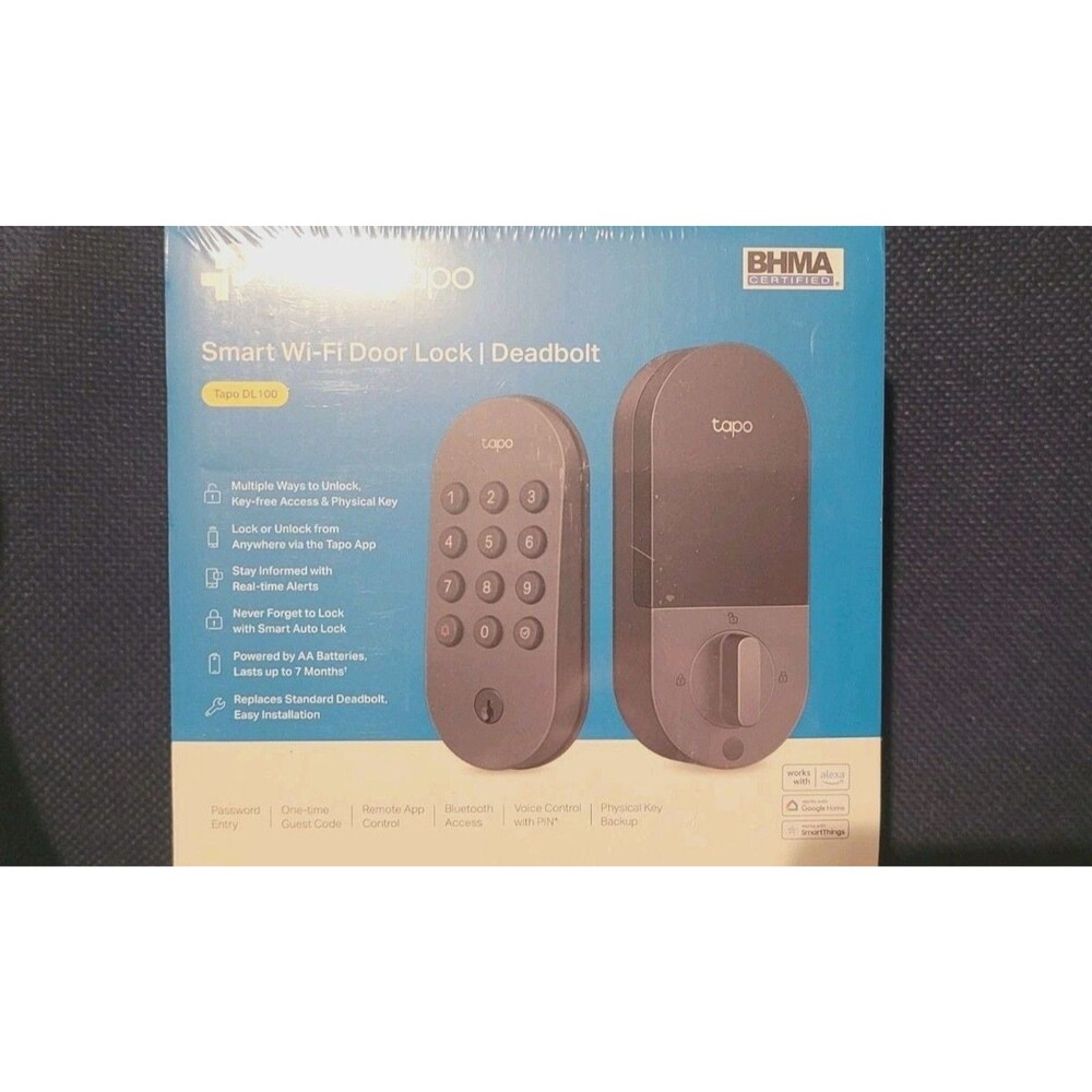 Sealed TP-Link Tapo DL100 Smart WiFi Door Lock Deadbolt Keyless Keypad Black New